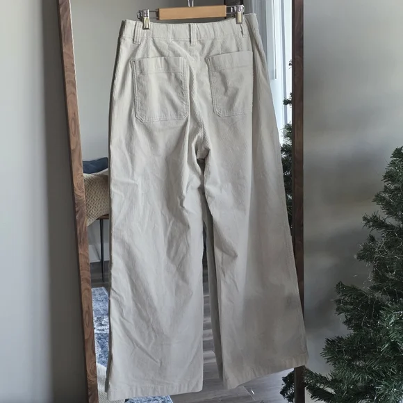 Uniqlo Corduroy Wide Leg Trousers, Medium, Off-White, Uniqlo Wide Leg Pants - Picture 3 of 11
